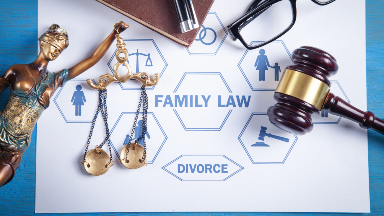 Family Law. Judge gavel and book on the desk